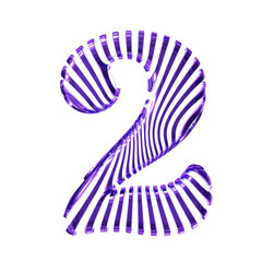 White symbol with purple vertical ultra-thin straps. number 2