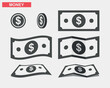 Set of money symbols vector icon isolated on white background.