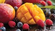 Various vibrant, fresh fruits arranged artistically on a rustic table, showcasing their natural beauty and colors.