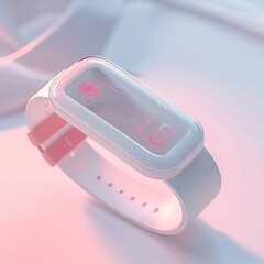 Fototapete - Smartwatch With Pink Band on White Surface
