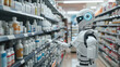 A bot with artificial intelligence prepares medicines in a pharmacy