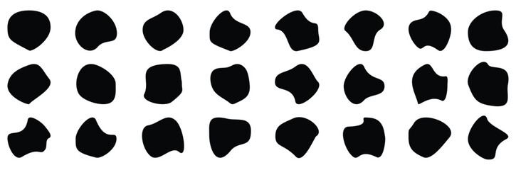 Wall Mural - Random shapes. Organic black blobs of irregular shape. Abstract blotch, inkblot and pebble silhouettes, simple liquid