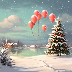 Wall Mural - christmas background with red and black balls christmas balls