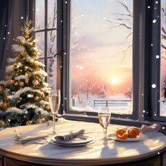 Wall Mural - winter holidays, christmas background winter background