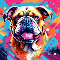 Wall Mural - colorful dog head with creative abstract background