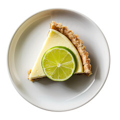 Wall Mural - Delicious Plate of Key Lime Pie Isolated on a Transparent Background 