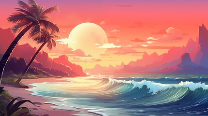 Wall Mural - Abstract summer beach wallpaper background illustration.