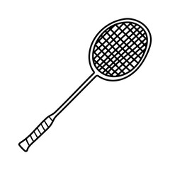 Wall Mural - Badminton racket vector icon in doodle style. Ping pong symbol in simple design. Cartoon object hand drawn isolated on white background.