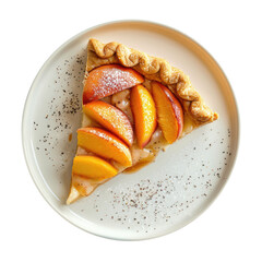 Wall Mural - Plate of Delicious Peach Pie Isolated on a Transparent Background 