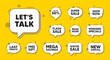 Offer speech bubble icons. Lets talk tag. Connect offer sign. Conversation symbol. Lets talk chat offer. Speech bubble discount banner. Text box balloon. Vector