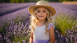 portrait of a girl in a hat in a lavender field