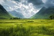 Highland Glory: A Dramatic View of Valley Amidst Green Fields