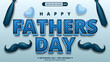 Happy fathers day editable 3d vector text style effect with bow tie and 3d love shape