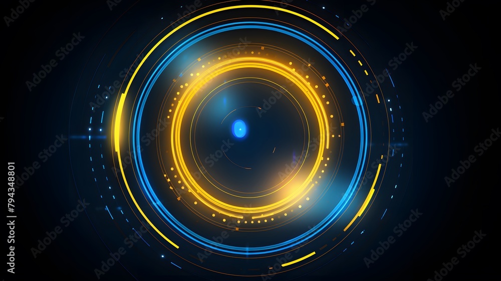 yellow and blue Abstract technology background circles digital hi-tech ...