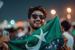 Pakistani fan waves national flag upside down during match,