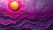 Abstract Purple Landscape with Golden Sun