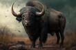 Massive buffalo in the wilderness