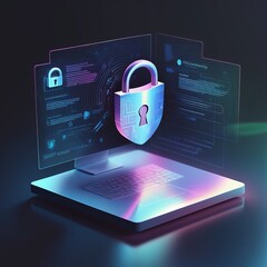 Sticker - cyber security protection concept. 3d render