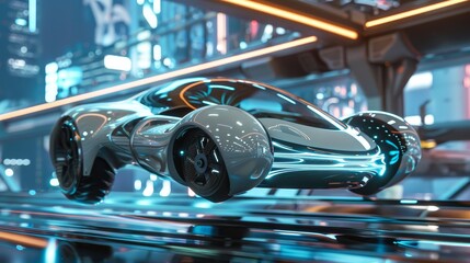 A whimsical 3D rendering of a futuristic hover car   AI generated illustration