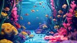 A whimsical underwater scene in a vivid 3D style   AI generated illustration