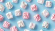 An eye-catching seamless pattern featuring beautifully arranged white and pink marshmallows