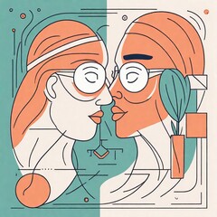 Canvas Print - two women in glasses with each other.