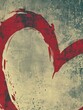 Heart shape painted in red on a grungy textured backdrop