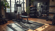 © Art AI Gallery - A gym with a bench and a plant in the corner