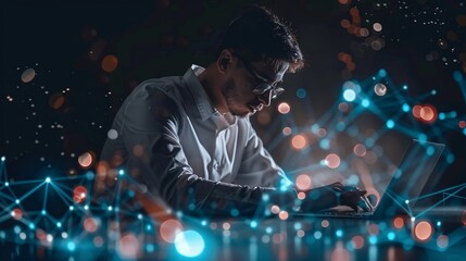 male programmer working at computer