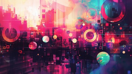 Wall Mural - An abstract representation of an electronic dance music festival       AI generated illustration