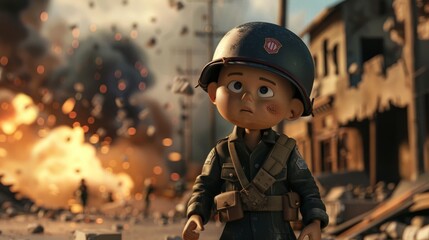 Wall Mural - An adorable 3D animation of a war scene in Memphis       AI generated illustration