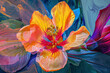 Vibrant and Striking Artistic Painting of a Colorful Flower with a Bold Center Petal