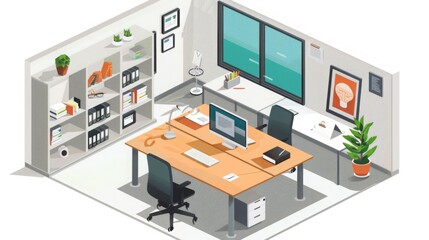 Poster - Modern Office Room With Desk and Chair