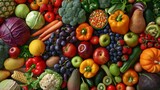 Fototapeta  - Assorted Fruits and Vegetables Display