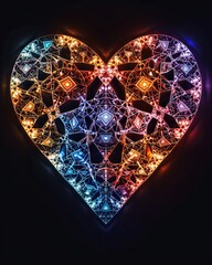 Wall Mural - Vibrant Colorful Fractal Pattern Design in the Shape of a Heart