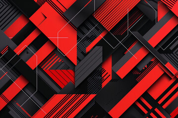 Wall Mural - red and black background, Immerse yourself in the contemporary allure of this modern vector background, adorned with abstract geometric patterns in bold black and red