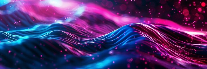 Abstract background with neon lights and pulsating patterns, creating a mesmerizing digital landscape