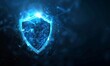 A digital security shield icon glowing in blue light on an abstract background, symbolizing protection and technology Generative AI