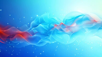 Poster - Blue Background With Red and Orange Design