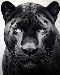 Wall Mural - graphic pencil drawing of the face of a beautiful black panther сreated with Generative Ai