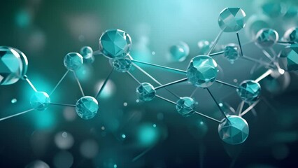Fototapete - Intricate Molecular Network Illustration Against a Blue Bokeh Background