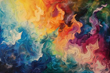 Wall Mural - Dive into a captivating dreamscape where abstract forms dance with the colors of the rainbow