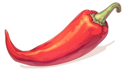 Canvas Print - A premium isolated 2d illustration of a chili pepper icon designed with a fun and vibrant cartoon style perfect for representing food and nature concepts