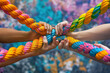climbing rope and knot, Embrace the power of teamwork and unity with this captivating image featuring a team rope symbolizing strength, connectivity, and partnership