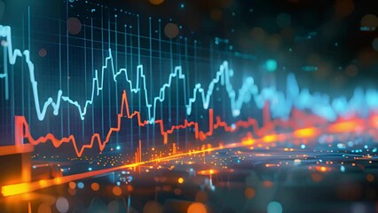 Leinwandbilder - Abstract Visualization of a Stock Market Chart in Digital Space