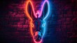 A logo of donkey with neon lights  