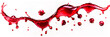 Set of pomegranate juice liquid splashes transparent PNG background, swirls and waves splashing with droplets for ads and promo design