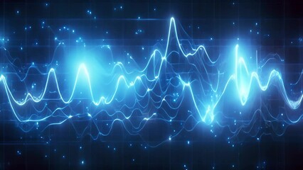 Leinwandbilder - Illuminated Sound Wave on Black Background