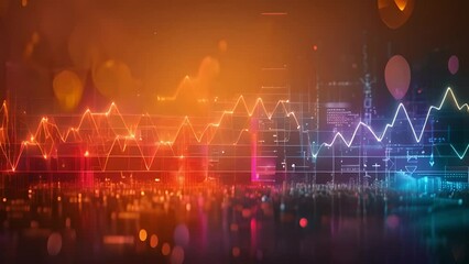 Poster - Abstract Financial Data Visualization With Glowing Graphs and Trends Overlay