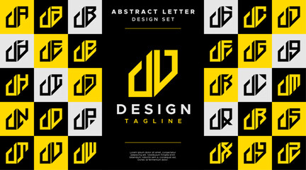 Simple business abstract letter U UU logo design set